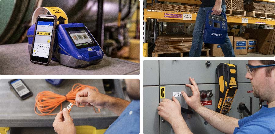 En collage som viser funksjonene til skriverne M610, M611 og M710.