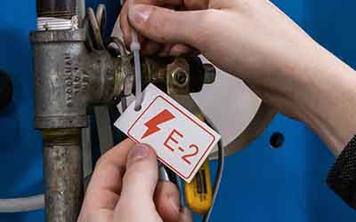 En energikildetag på en maskin.